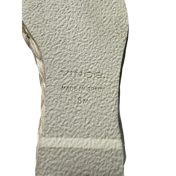 VINCE Gilian Woven Leather Espadrille Wedge Sandals White Womens Size 8M - Picture 5 of 5